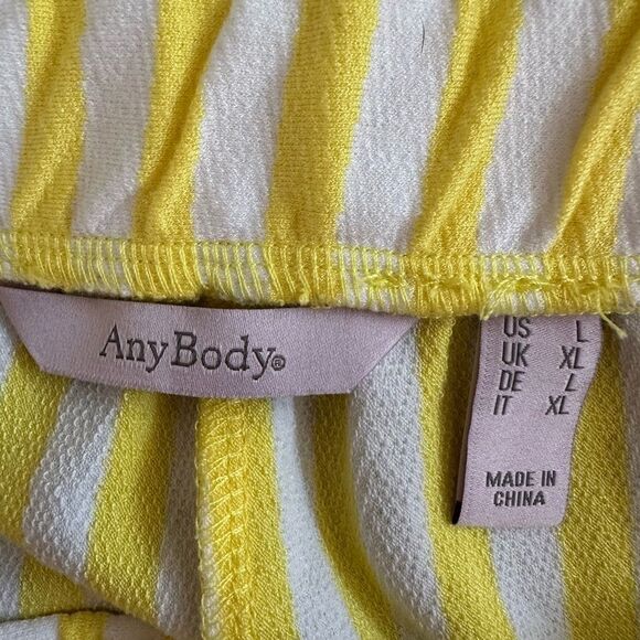 AnyBody Textured Knit Wide Leg Pants Daffodil Yellow/White Stripe Size Large - Picture 7 of 9